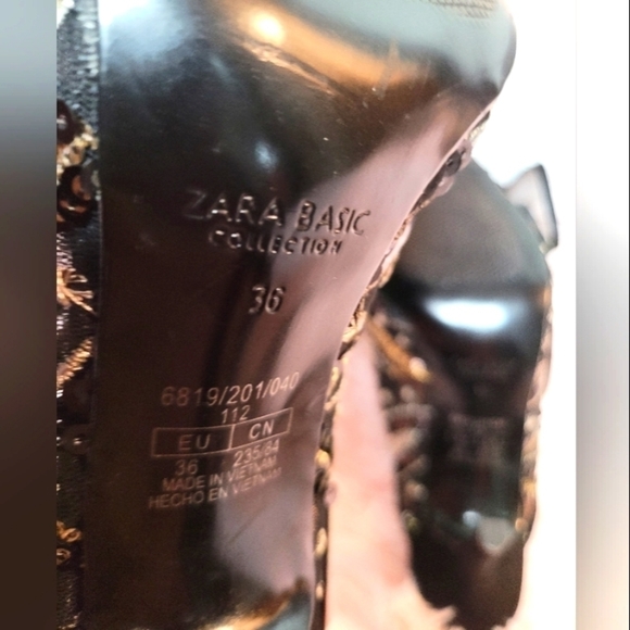 ZARA Basic Slides Heels Slip Ons Sequins - Picture 8 of 12